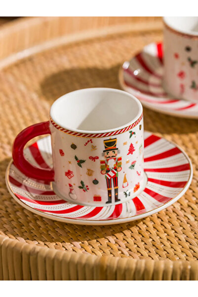 LC Waikiki LCW HOME Yılbaşı Temalı Kırmızı Beyaz 2 Kişilik Kahve Fincan Takımı