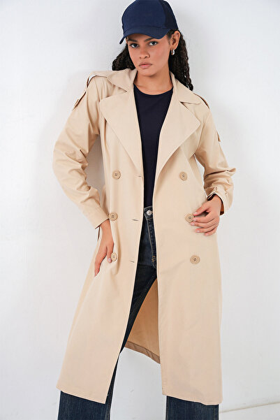 Bigdart Жіночий тренч з круазеним коміром 5978 - Бежевий