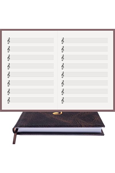 BİDEFTER Music Note Book (Left Hand Key) 100% Handmade, Hand Sewing, 2026 Special Collection – Artistic Leather –A/5