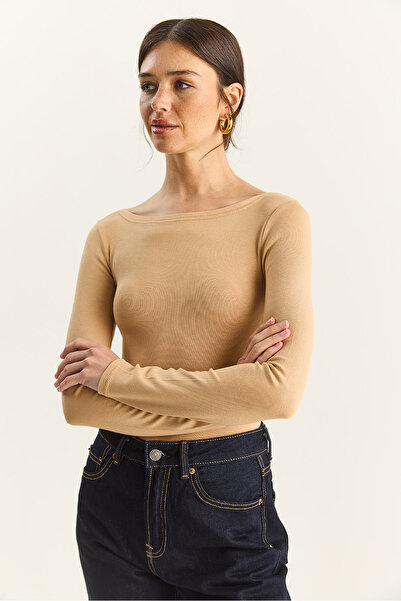 Bianco Lucci Women's Cotton Boat Neck Blouse 6025 60283832