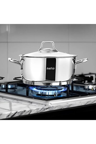 Nehir Silver 24 cm Deep Pot - Stainless Steel Pot