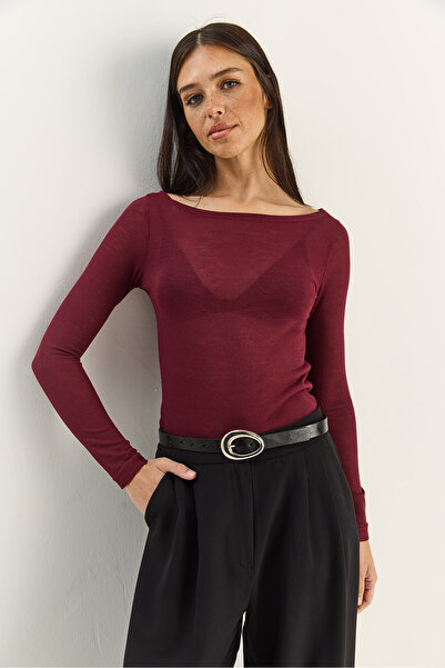 Bianco Lucci Women's Boat Neck Modal Ultra Light Blouse 1010 60283864