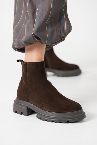 Bestyle Brand Women's Bitter Brown 100% Real Suede Leather Eva Sole Boots