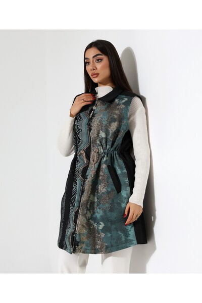 Fi'l Arz Fashion Front Tie Zipper Closure Vest