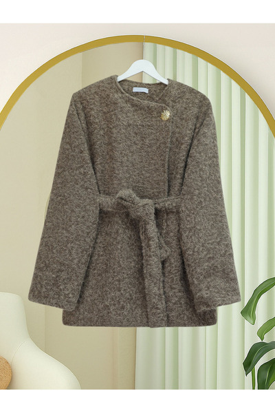 Modamorfo Lined Single Button Belted Beard Cap - Brown