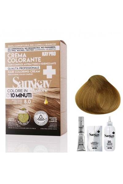 Kaypro سانيكي صبغة شعر أشقر فاتح 8.0 بخلاصة شجرة الشاي خالية من الأمونيا والريزورسين
