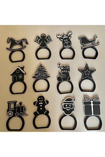 lysiaaccessory New Year Themed Set of 12 Napkin Rings