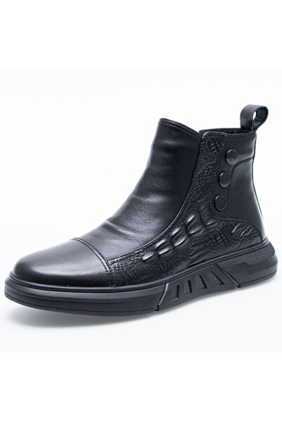 OTTER Punk rock boots, black leather shoes for men