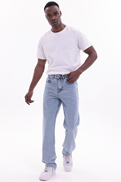 freemen Чоловічі джинси баггі з широким кроєм, колір льодовий синій
