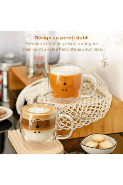 dealshopromania Set de 6 cești de cafea din sticlă rezistentă la căldură, cu ...