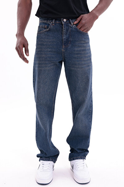 freemen Men's Navy Blue Baggy Loose Fit Jeans