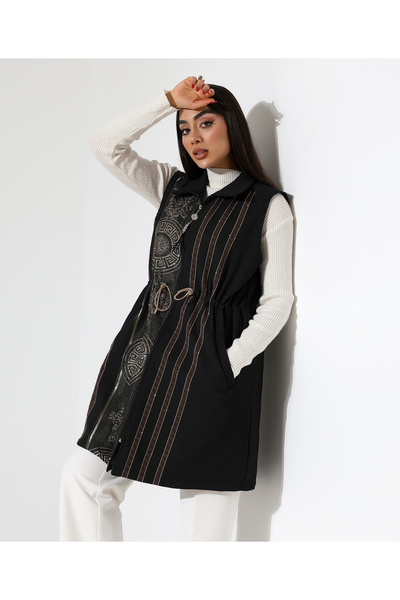 Fi'l Arz Fashion Front Tie Zipper Closure Vest