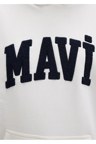 Mavi φούτερ με λογότυπο patchli oversized (φαρδιά εφαρμογή)