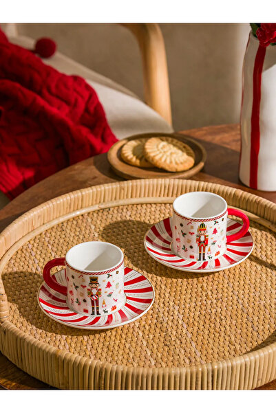 LC Waikiki LCW HOME Yılbaşı Temalı Kırmızı Beyaz 2 Kişilik Kahve Fincan Takımı