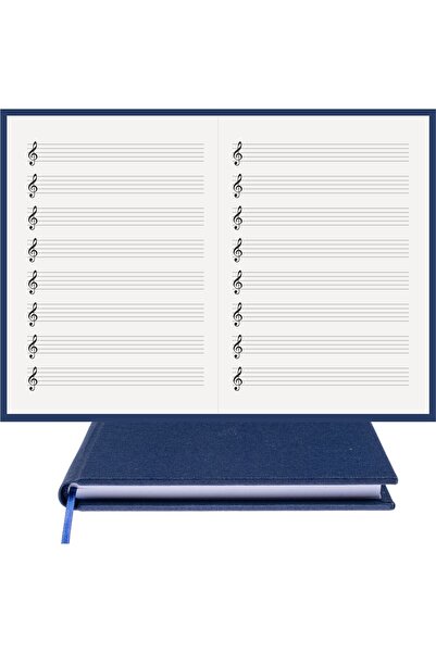 BİDEFTER Music Note Book (Left Hand Key) 100% Handmade, Hand Stitched, 2026 Special Collection – Leather Cloth –A/5