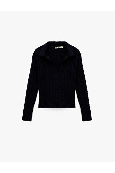 Koton Hair Knit Textured Long Sleeve Knitwear Polo Neck Sweater