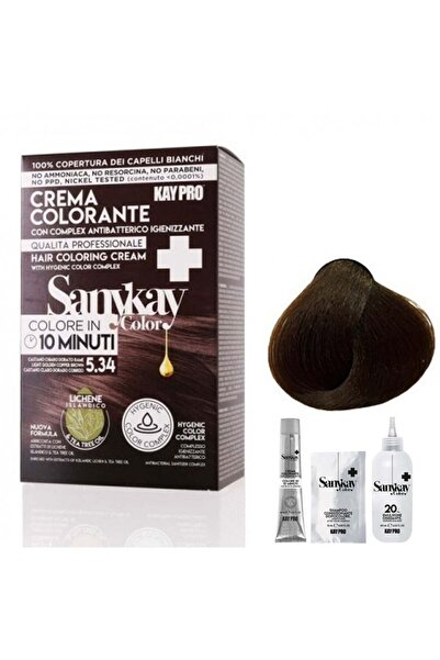 Kaypro Saniki Light Brown Golden Copper Hair Dye 5.34 with Tea Tree Extract, Ammonia Free