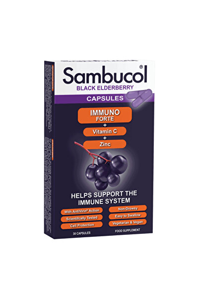 Sambucol Sambucol, Immuno Forte+, Vitamin C + Zinc, Support The Immune System, Capsules, 30 capsules