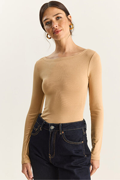 Bianco Lucci Women's Cotton Boat Neck Blouse 6025 60283832