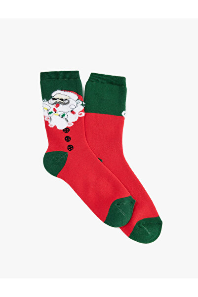 Koton Renk Bloklu Pamuklu Havlu Soket Yılbaşı Çorabı