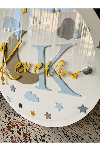 Zen Ahşap Tasarım Bebek Odası Kapı Süsü / İsimli Kapı Süsü