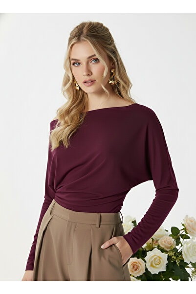 Tami Women's Elegant Asymmetrical Shoulder Detail Blouse