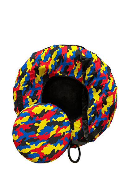 Krista Round inflatable sledge, inflatable, with handles, for snow, multi-color