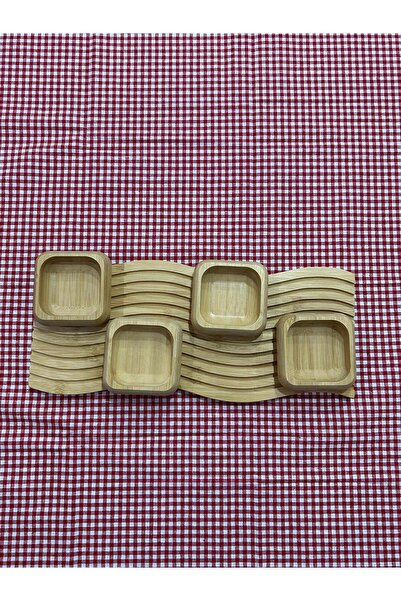 YAZICI Bamboo Decorative Presentation Tray Snack Bowl Set of 4 Comes with