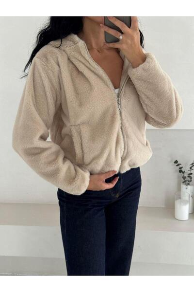 Elaxi Women's Zippered Lined Rabbit Bomber Coat