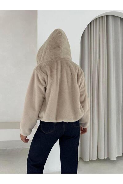 Elaxi Women's Zippered Lined Rabbit Bomber Coat