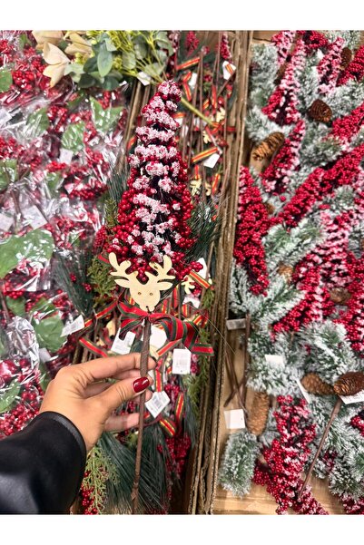 Çiçek Box Lüx Yapay Yılbaşı Şans Çiçeği Kokina Geyik,Kurdela Detaylı Şık Görünümlü