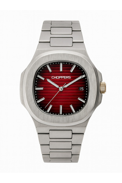 arpat time saat aksesuar Premium, Steel Case Red-Black Dial Men's Watch with Calendar