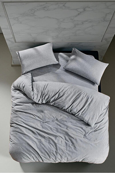 MORRİVAL Single Size 120X200 Fitted Bed Sheet Set with Elastic Band, 155X215 Duvet Cover Pink-Blue-Grey