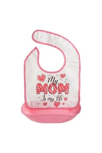 BAMI NETWORK Baveta cu Colector de Alimente Alba Roz "My mom is my life" 24x31c