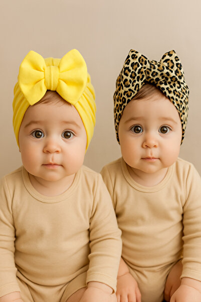 Baby Bakkal Fiyonklu Kız Bebek Bone 2 Adet