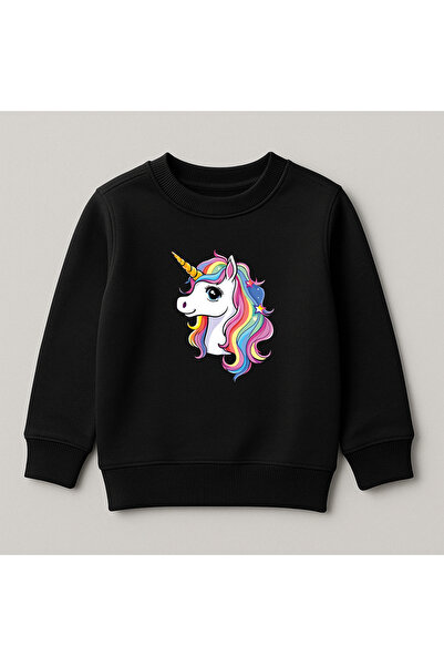 SVART WEAR Детска блуза с качулка и принт на еднорог, 100% памук