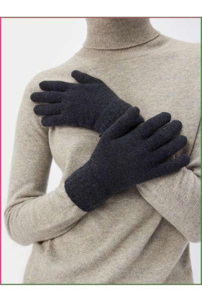 eleven market Black Winter Knit Women's Gloves Black Gloves