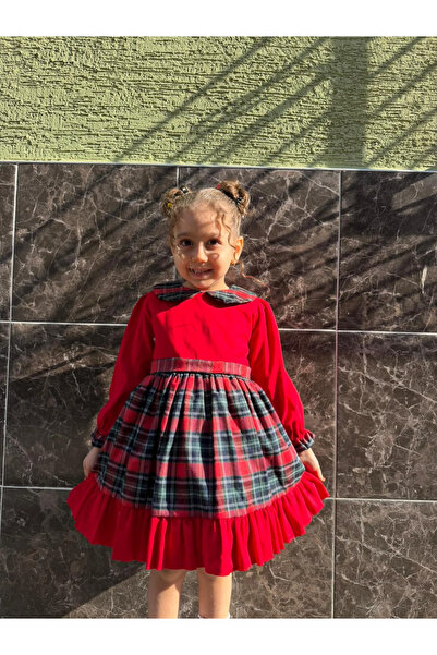 Minizade Rochie pentru fetiță cu mâneci lungi în carouri, petrecere de aniversare, nuntă, ocazie specială, rochie de seară, rochie pentru fetiță