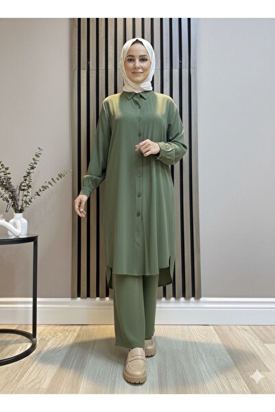 AKMAVİ Kadın Tesettür Giyim Regular Fit Basic Düz Uzun Kollu Gömlek Tunik