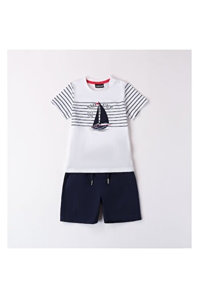 Sarabanda boys' T-shirt and shorts set, 0.8152, White/Navy, 104-110 cm