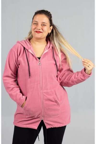 Truva XXL Women's Pink Hooded Fleece Top - Soft Winter Plus Size