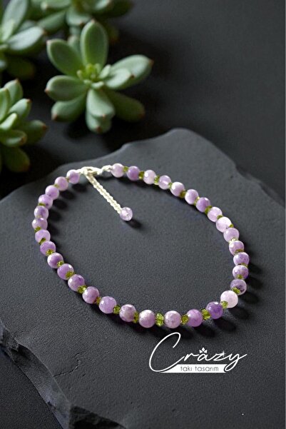 CRAZY TAKI TASARIM LAVENDER AMETİST & PERİDOT (ZEBERCET) DOĞALTAŞ KADIN KOLYE...