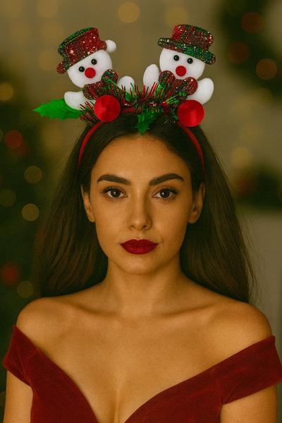 Jaida Moda Πρωτοχρονιάτικο στέμμα με φιγούρα χιονάνθρωπου για γυναίκες