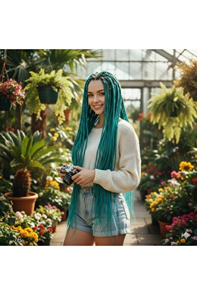 kessy peruk Afrika Örgüsü Kanekalon Fiber Sentetik Saç-165gr KOYU-YEŞİL-BD