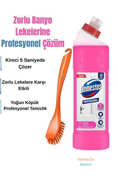 Domestos Banyo Temizleyici 750 Ml (Duşakabin temizleyici,derzlere zarar vermez)+Temizlik Fırçası