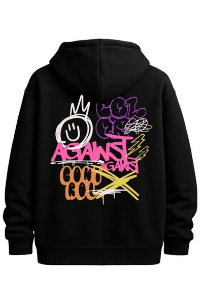 LAVİTTA Colorful Graffiti Style Printed Unisex Oversized Hoodie