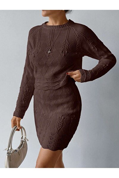 EFENDİX Plus Size Lace-Like Knit Sets