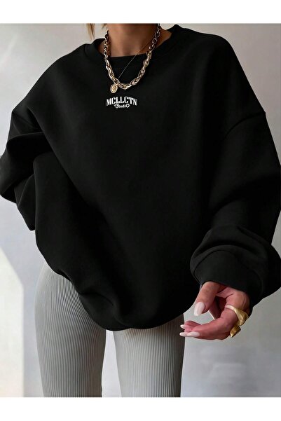 EYAX MODA Hanorace unisex supradimensionate cu imprimeu și guler rotund