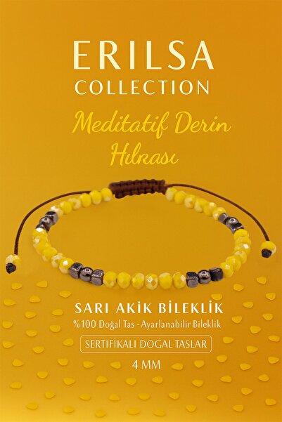 Erilsa سوار الطاقة المهدئ للروح المعتمد - حجر العقيق الأصفر الطبيعي (موديل رفيع)