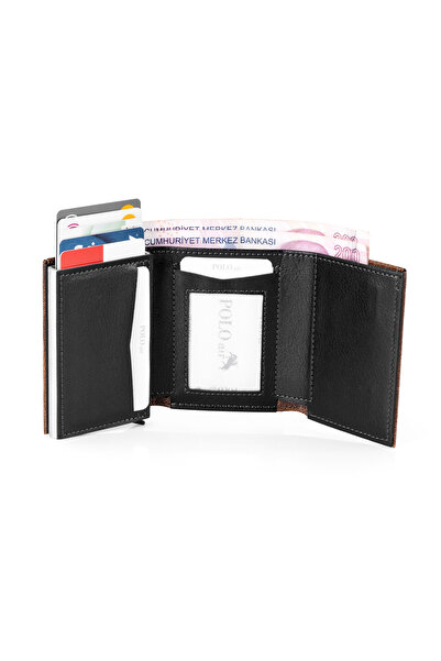 Polo Air Magnetic Automatic Mechanism Wallet Knitted Flexible Belt Men's Combination Set Tan Brown Color M-07-T